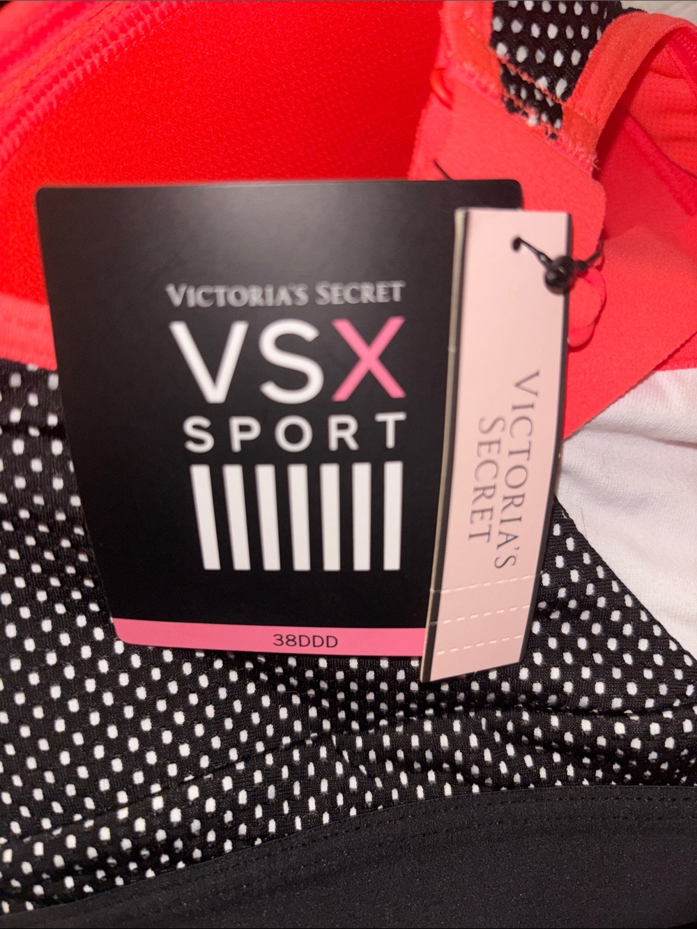 VSX Black & Neon Pink Front-Zip Sports Bra. 38DDD - Picture 3 of 3